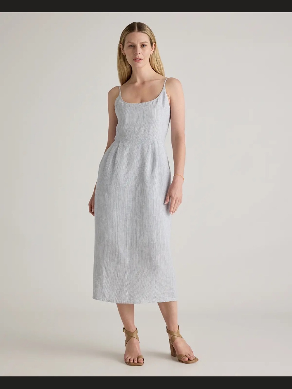 100% European Linen Scoop Neck Midi Dress - Picture 6 of 7